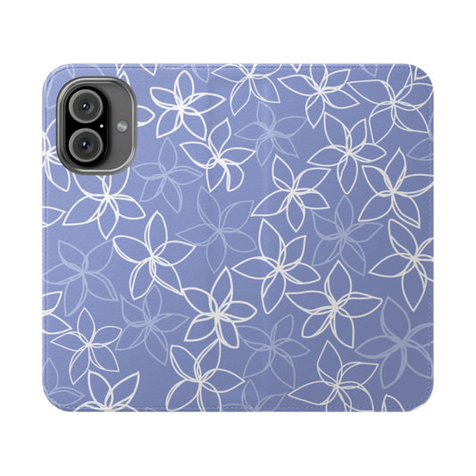 Plumeria Doodles Blue Wallet Case