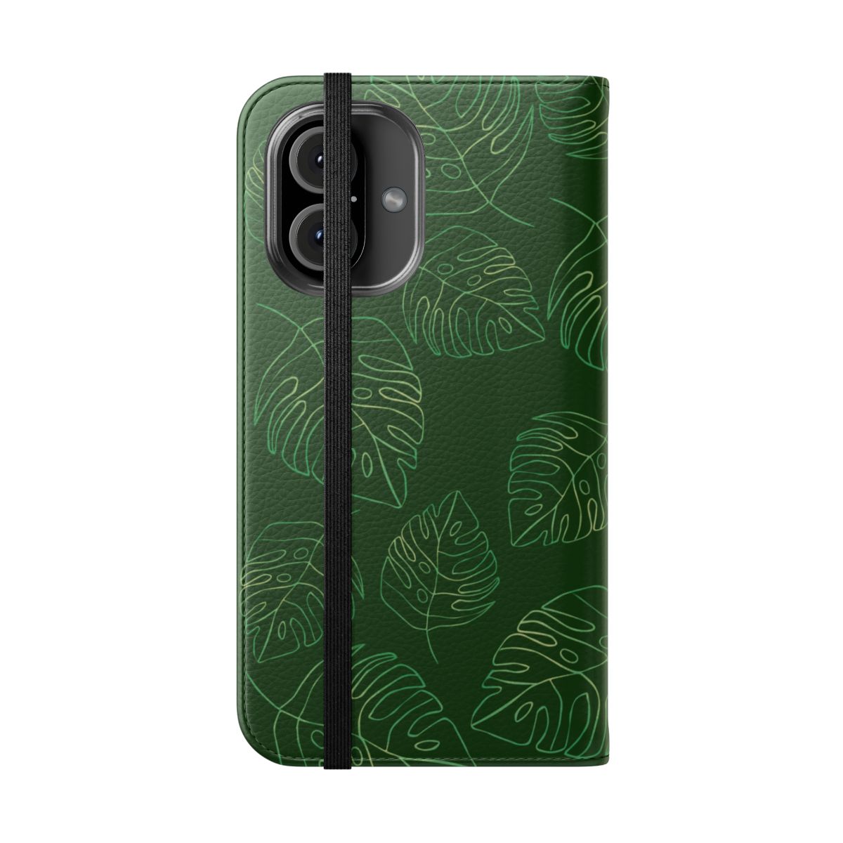 Fine Line Monstera Green Wallet Case