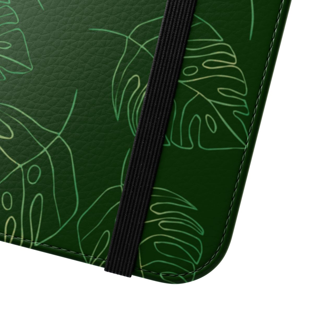 Fine Line Monstera Green Wallet Case