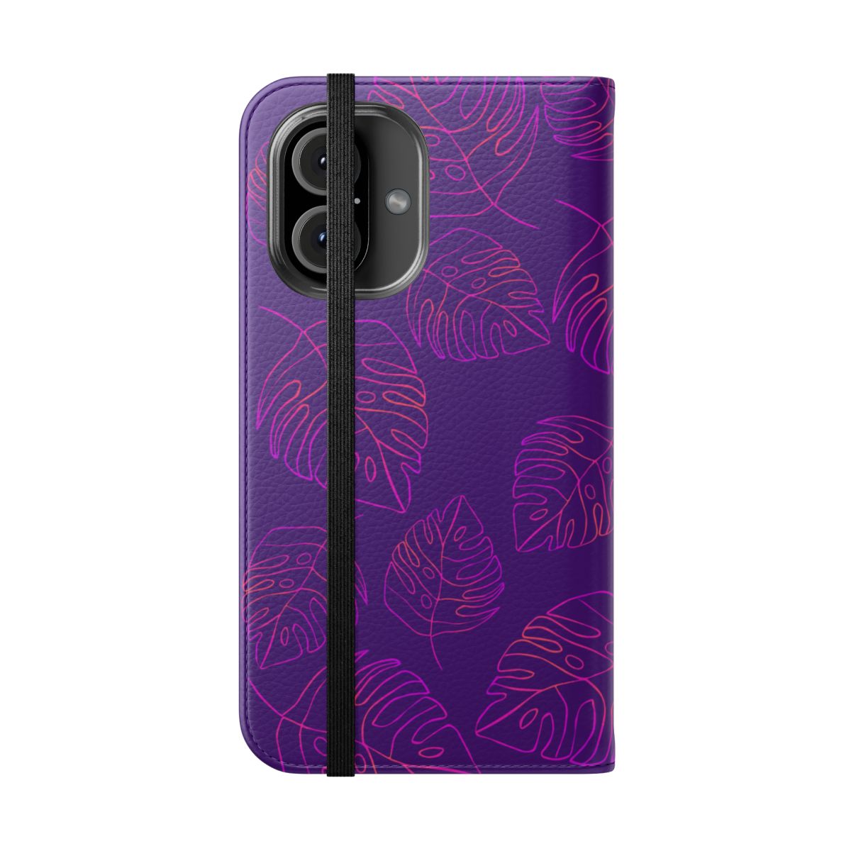 Fine Line Monstera Purple Wallet Case