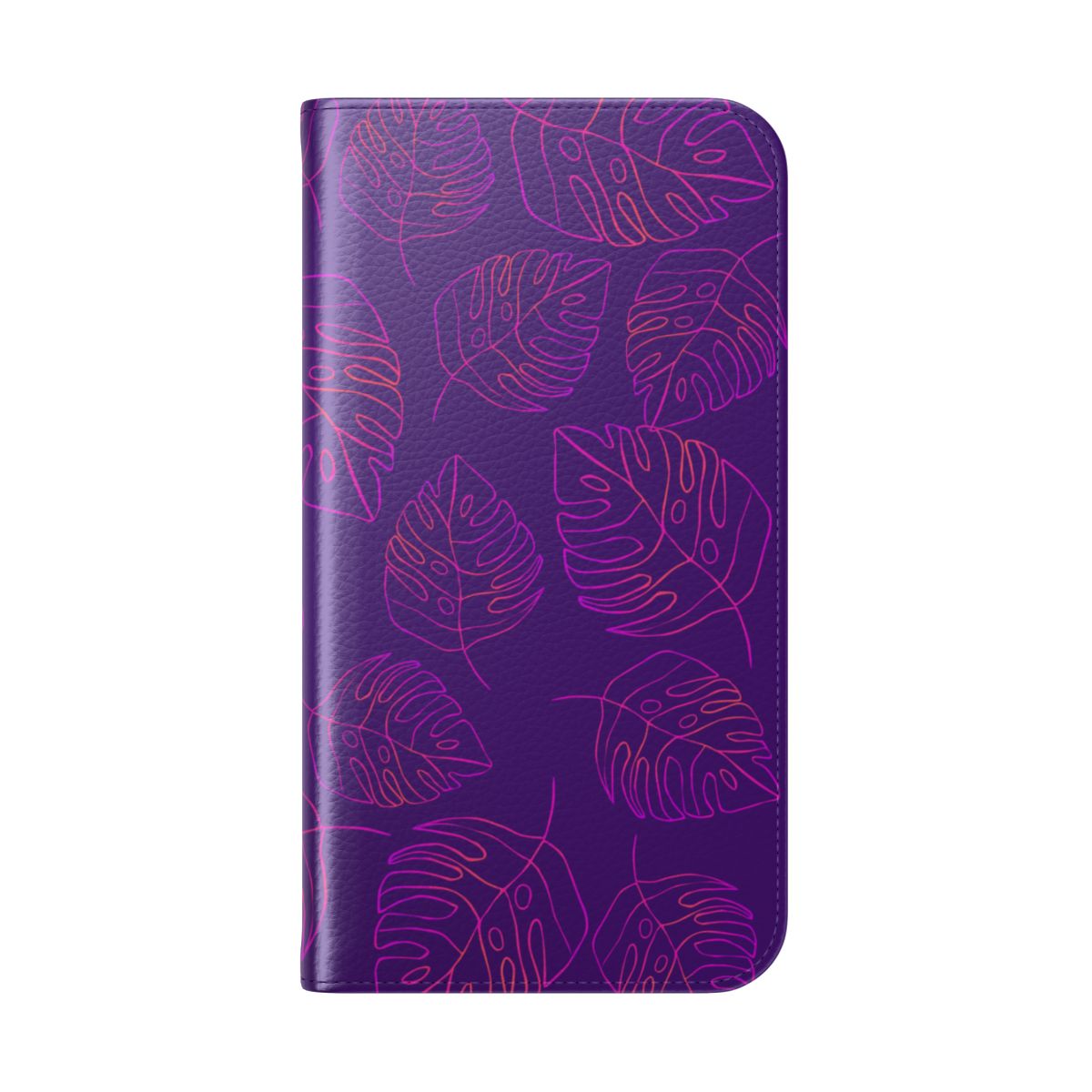 Fine Line Monstera Purple Wallet Case