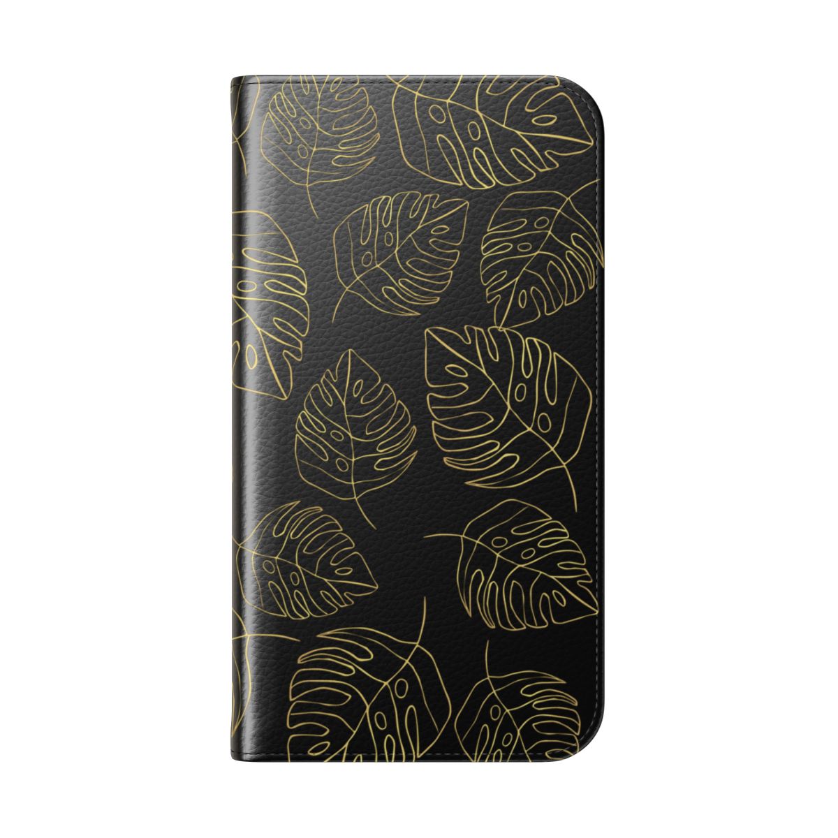Fine Line Monstera Black Wallet Case