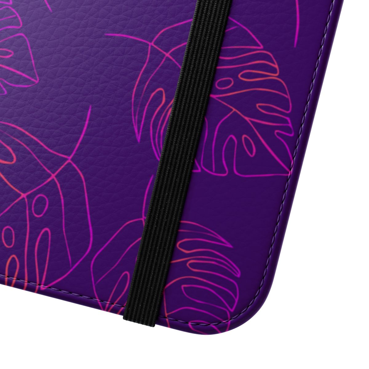 Fine Line Monstera Purple Wallet Case