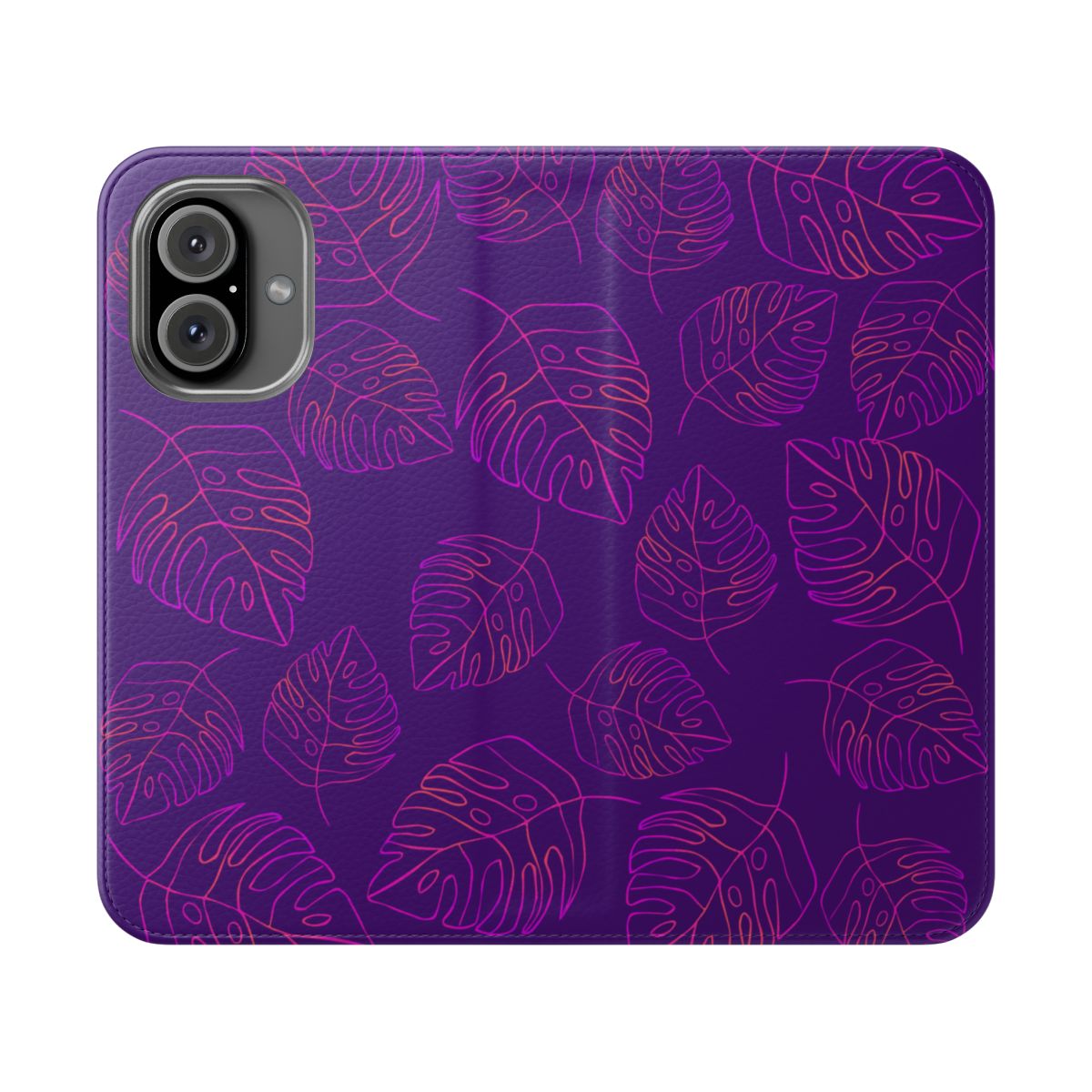Fine Line Monstera Purple Wallet Case